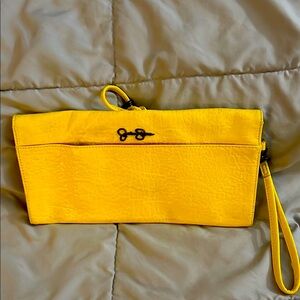 Bright Yellow Leather Wristlet